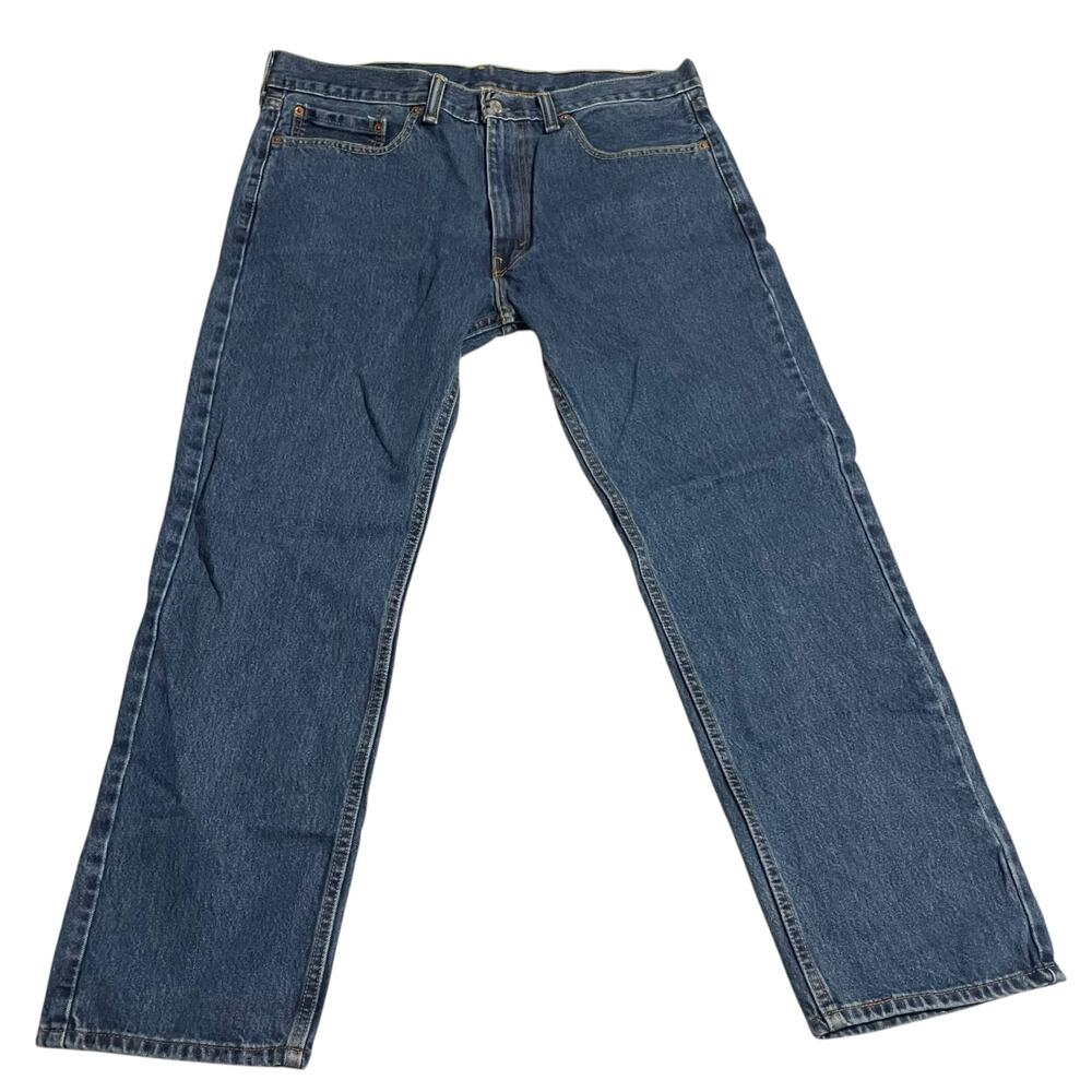 Levis 505 Mens Jeans Size 36 Blue Regular Fit Straight  Zip Fly Denim Med Wash